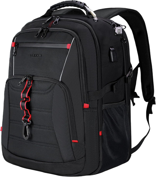 KROSER Travel Laptop Backpack 18.4 inch XXXL Computer Backpack Stylish College Backpack with RFID Pockets USB Charging Port REFLECTIVE STRIPS Water-Repellent Day pack for Business/Men