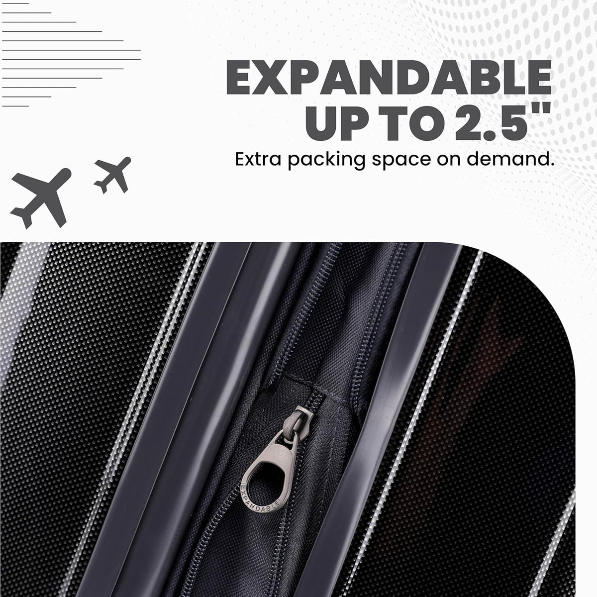 Spyder Rails 3 Piece Luggage Set with 360° Spinner Wheels, TSA Approved Lock, (20 Inch Carry On, 25 Inch Medium, 29 Inch Large), Black