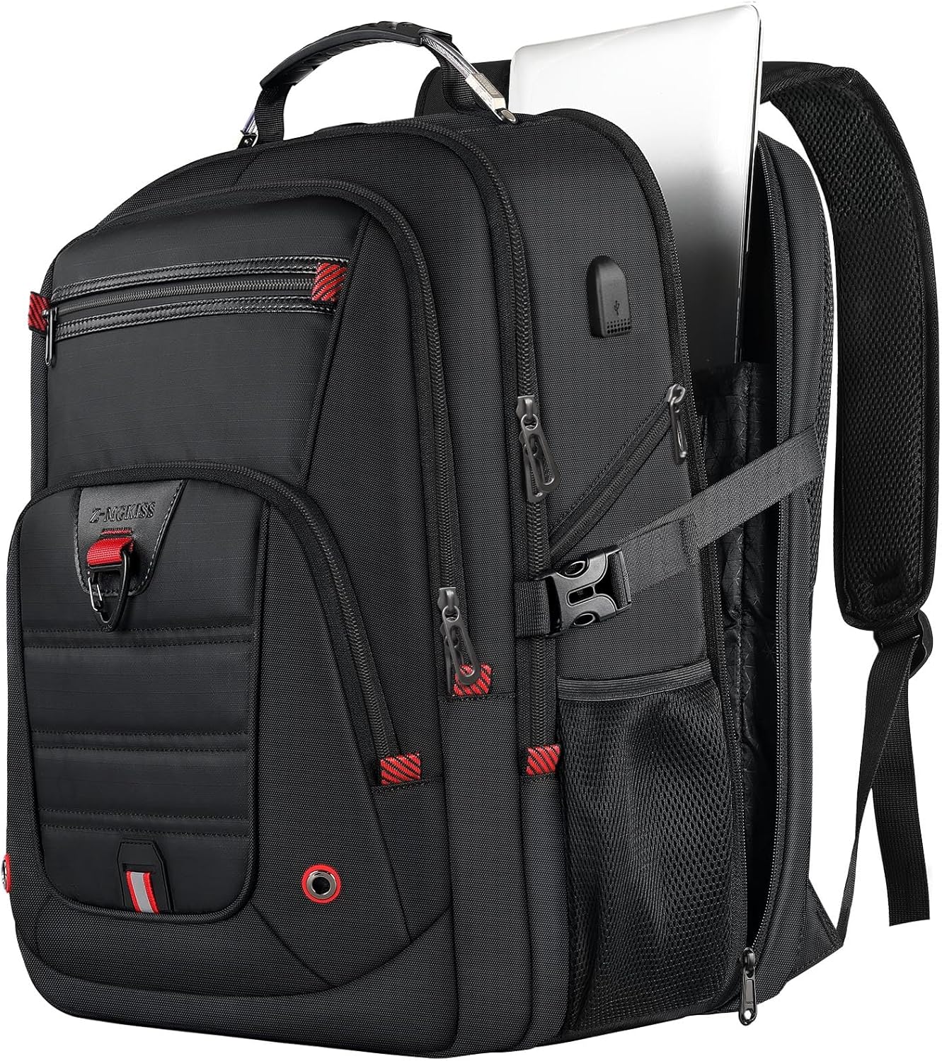 Z-MGKISS Extra Large Backpack for Men, Gaming Laptop Travel Bag Fits 18.4-19" Laptops, TSA Flight-Approved Backpack, Anti-Theft Gym College Business Work Mens Daypack, Black