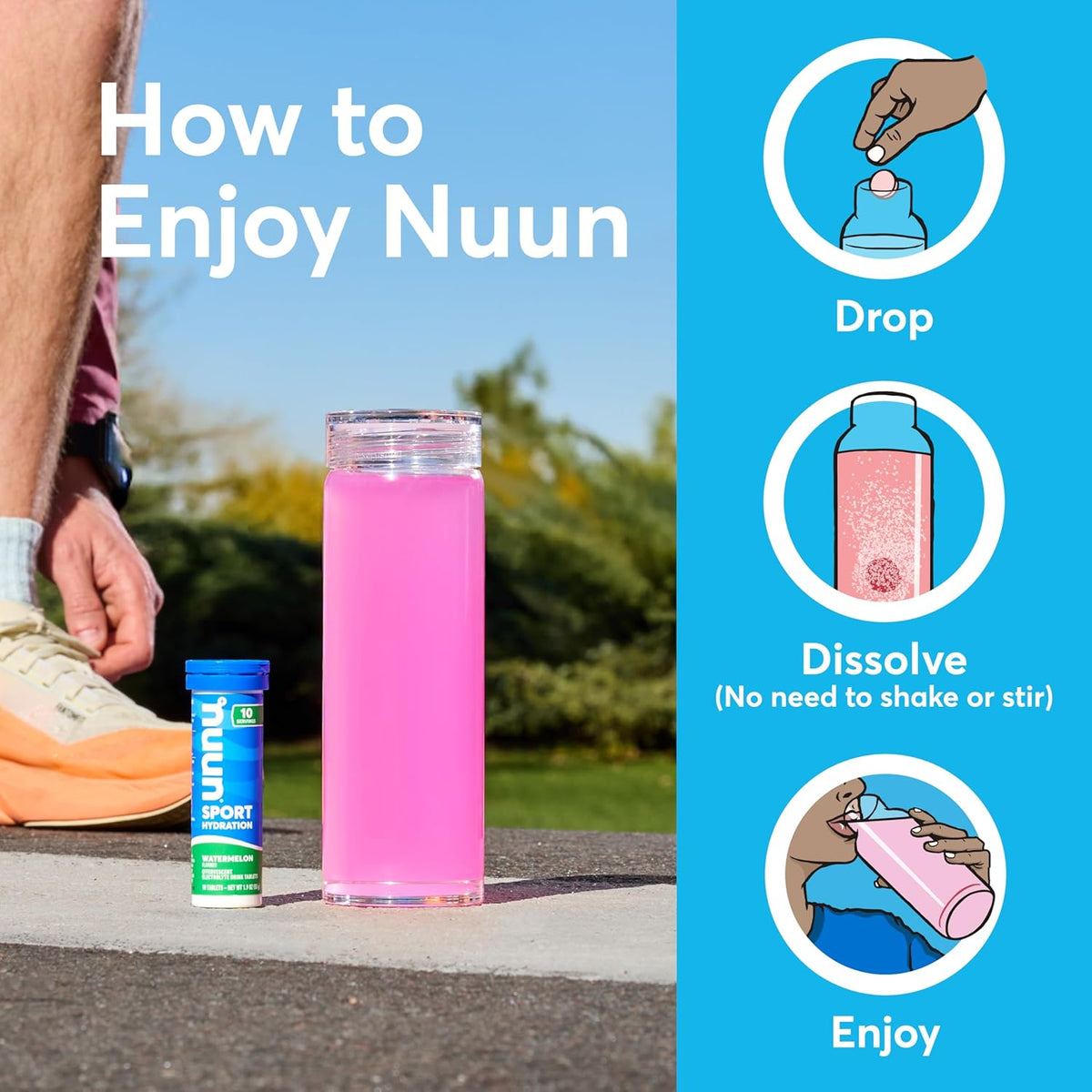 Nuun Sport Electrolyte Tablets with Magnesium, Calcium, Potassium, Chloride & Sodium, Gluten Free & Vegan, Citrus Fruit, 8 Pack (80 Servings Total)