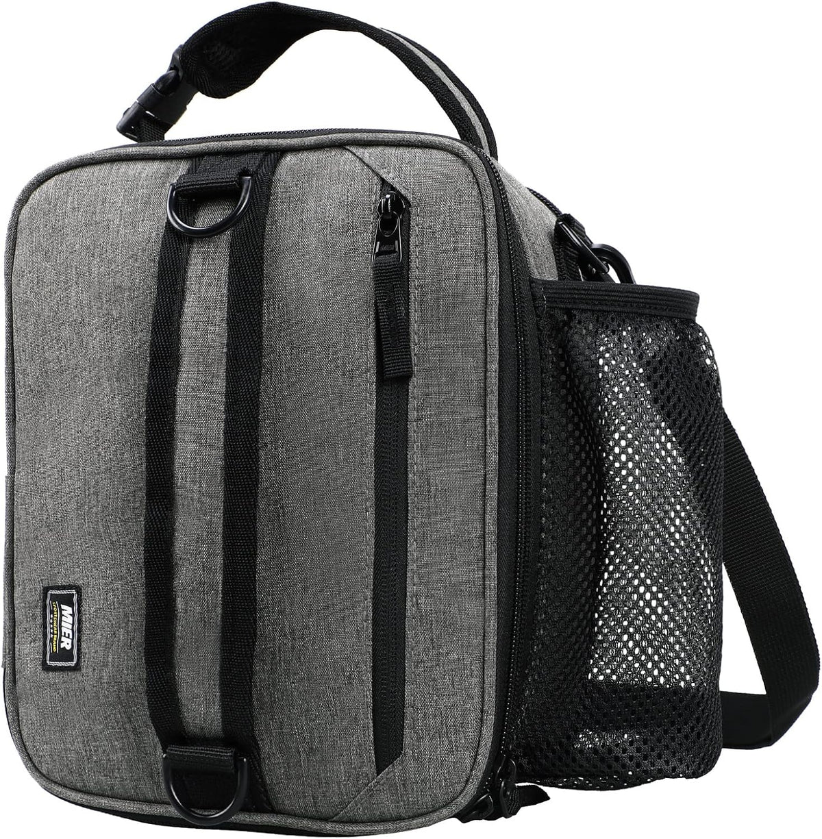 MIER Expandable Lunch Bag Insulated Lunch Box for Men to Work Travel Portable Lunchbox Bags with Shoulder Strap and Water Bottle Holder, Grey