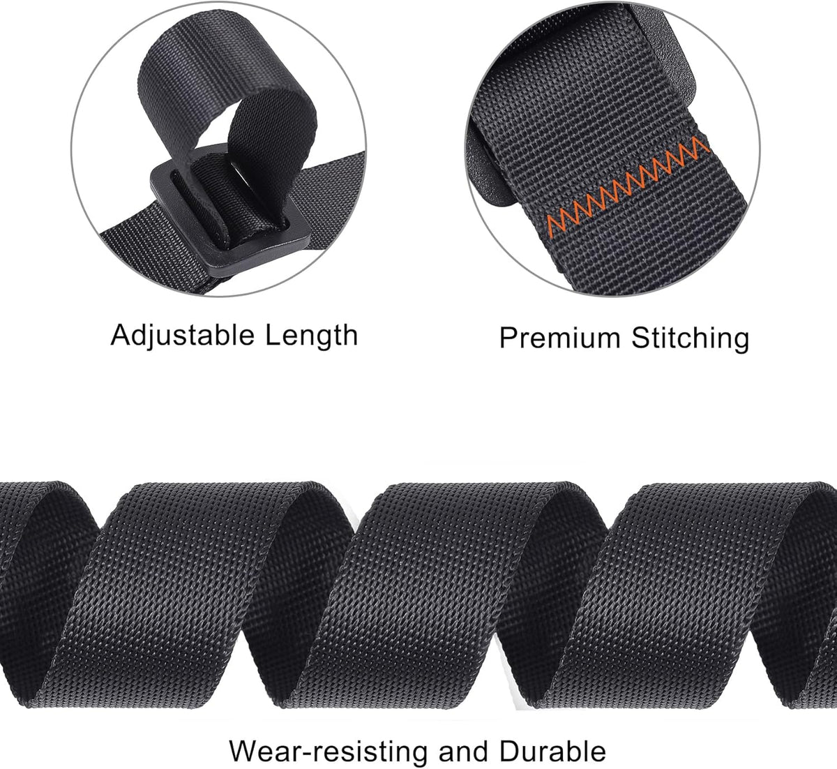 Buckle Straps with Clips, Adjustable Nylon Straps with Buckle, Packing Strap, Black 4 Pack (7’x1)