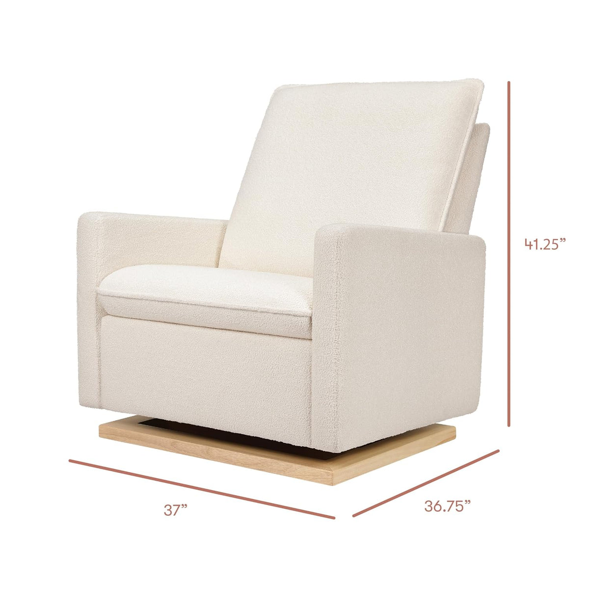 babyletto Cali Pillowback Chair and a Half Glider in Chantilly Fleece with Light Wood Base, Greenguard Gold and CertiPUR-US Certified
