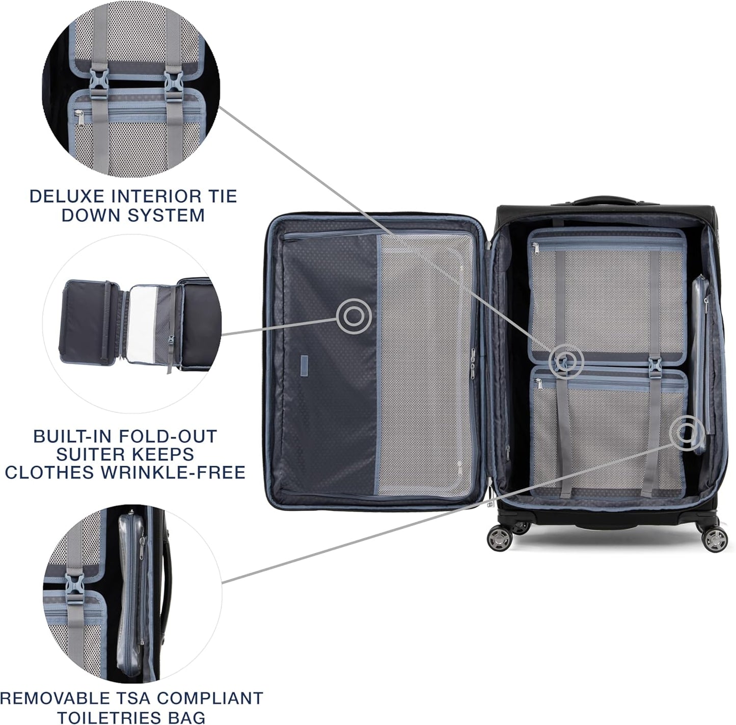 Travelpro Platinum Elite Softside Expandable Checked Luggage, 8 Wheel Spinner Large Suitcase, TSA Lock, Men and Women, Shadow Black, Checked Large 29-Inch