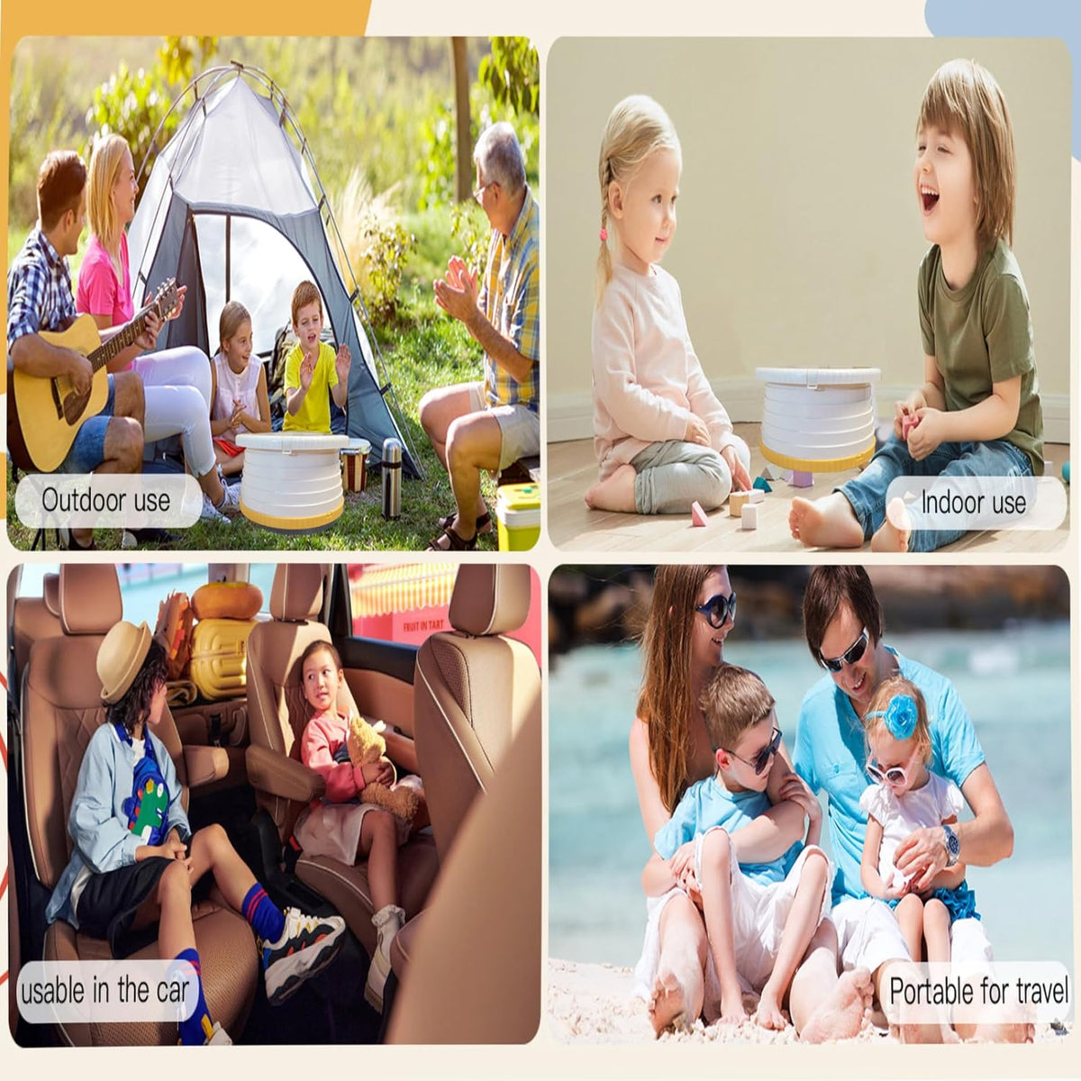 SunnySmile Portable Toilet for Kids,Portable Potty Seat for Toddler Travel,travel potty with Travel Bag, Applicable to Camping, Indoor/Outdoor Use, includes 75 Replacement Bags