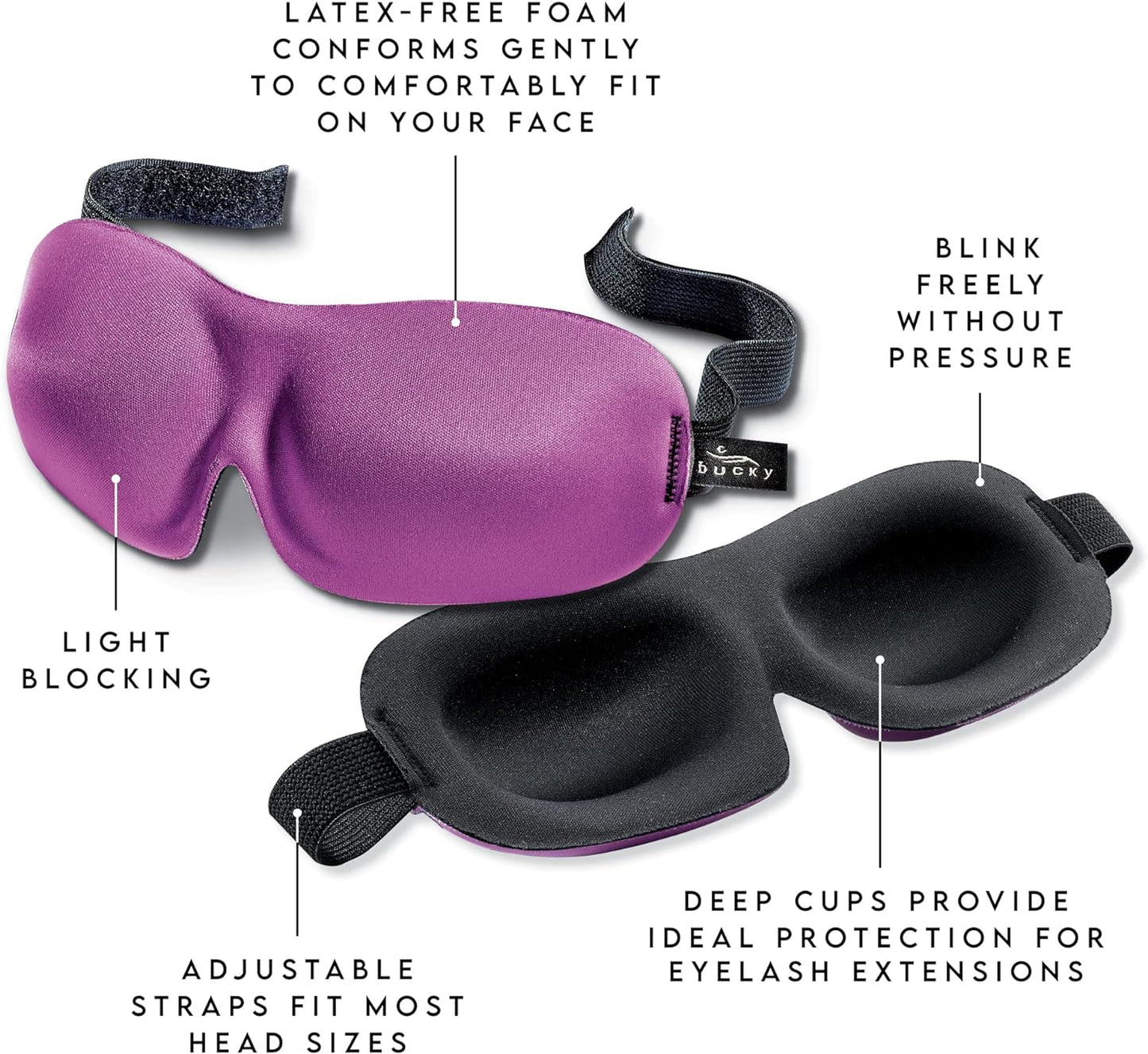 Bucky 40 Blinks No Pressure Printed Eye Mask for Travel & Sleep, Black Dot, One Size
