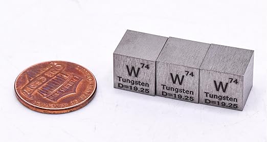0.39" 10mm Tungsten Wolfram Metal Cube W up to 99.9% Pure Periodic Table Element Engraved Density Collection Science Education Display Block Cube + Acrylic Case Box - 1PC