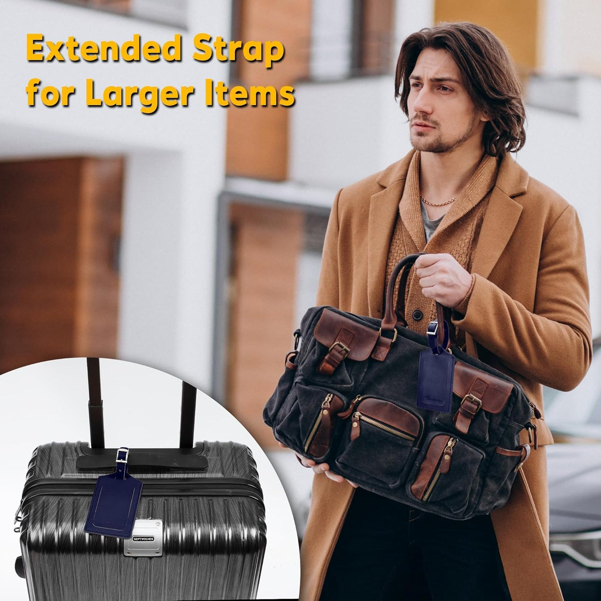 8 Pack Leather Luggage Travel Bag Tags by Travelambo