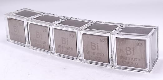 1" 25.4mm Bismuth Metal Cube Bi up to 99.9% Pure Periodic Table Element Engraved Density Collection Science Education Display Block Cube + Acrylic Case Box - 1PC