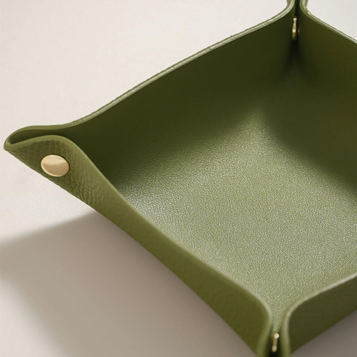 OLETHA Small Foldable Valet Tray - Aesthetic Desk Organizer for Home, Office & Travel - Portable Catch All Bowl for Keys, Jewelry & Essentials - Green