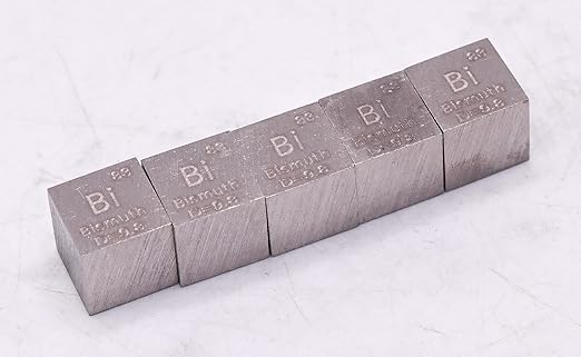 0.39" 10mm Bismuth Metal Cube Bi up to 99.9% Pure Periodic Table Element Engraved Density Collection Science Education Display Block Cube + Acrylic Case Box - 1PC
