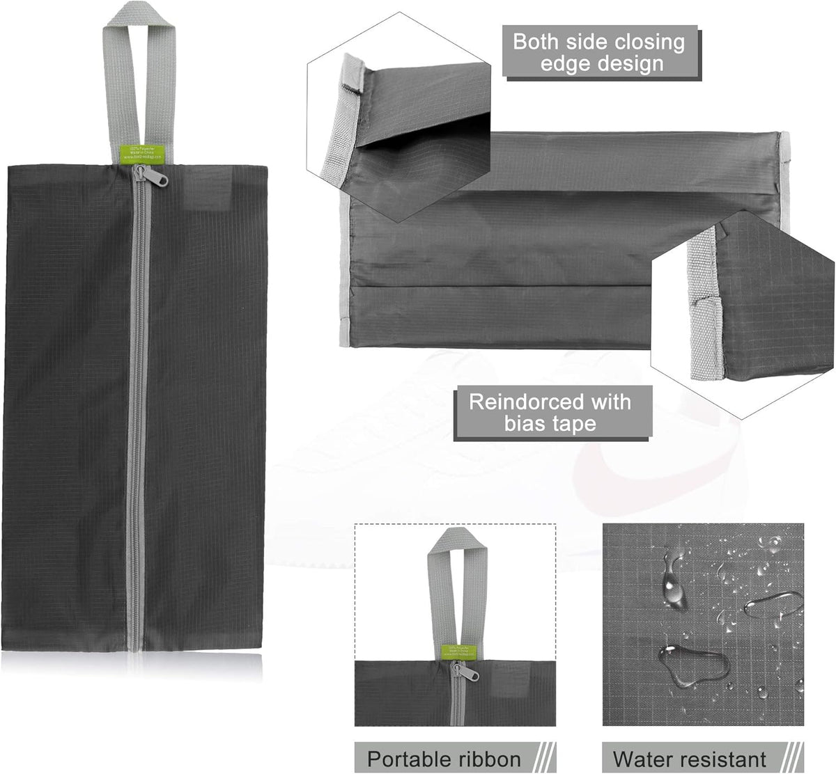 BeeGreen Colorful Dance Shoe Organizer Bags - 6 Pack with Zipper Closure and Handle, Portable Nylon Shoe Bags for Storage, Men's and Women's Travel Gifts