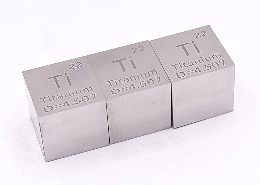 1" 25.4mm Titanium Metal Cube Ti up to 99.9% Pure Periodic Table Element Engraved Density Collection Science Education Display Block Cube + Acrylic Case Box - 1PC