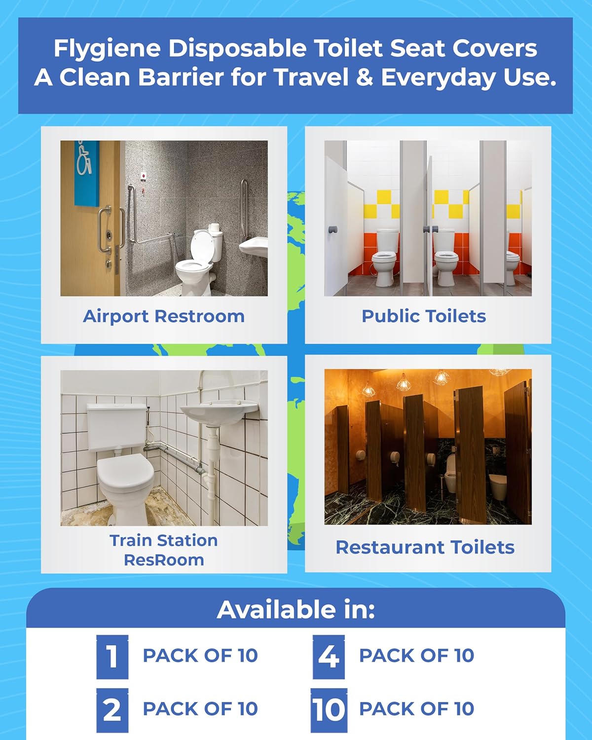 Disposable Toilet Seat Covers for Travel – Waterproof, Tear-Resistant XL Toilet Liners with 2 Layers of Protection – Individually Wrapped Travel Size Toiletries - 100 Count (10 Packs of 10)