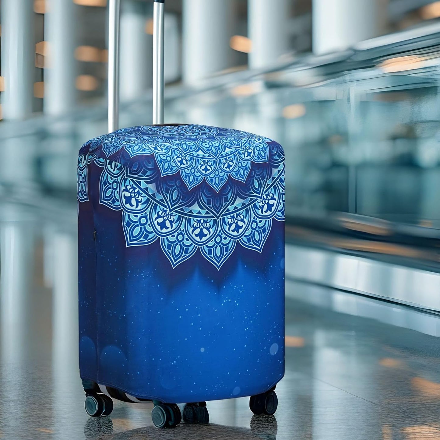 Explore Land Travel Luggage Cover Suitcase Protector Fits 27-30 Inch Case (Blue Violets, L)
