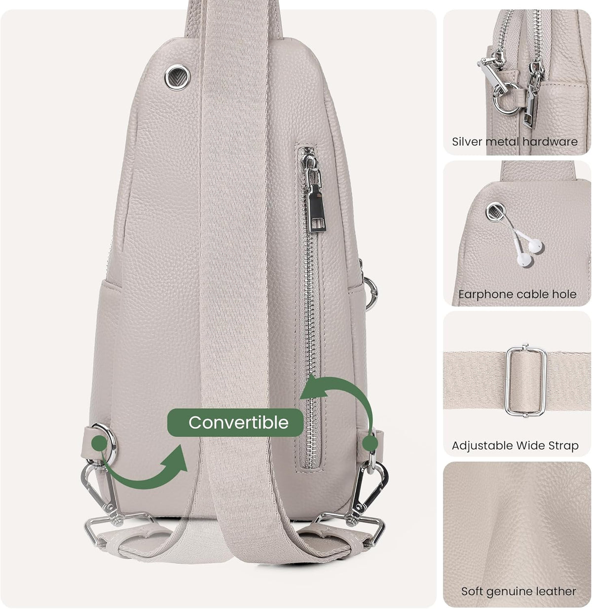 befen Genuine Leather Small Sling Bag for Women Anti-Theft Crossbody Chest Bags Fanny Packs for Travel with RFID Card Slots