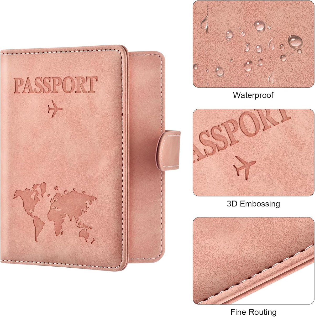 Eoehro Passport Holder for Travel Essentials, Passport Wallet Cover Case for Travel Must Haves Accessories,Passport Book Holders for Women and Men(light pink)