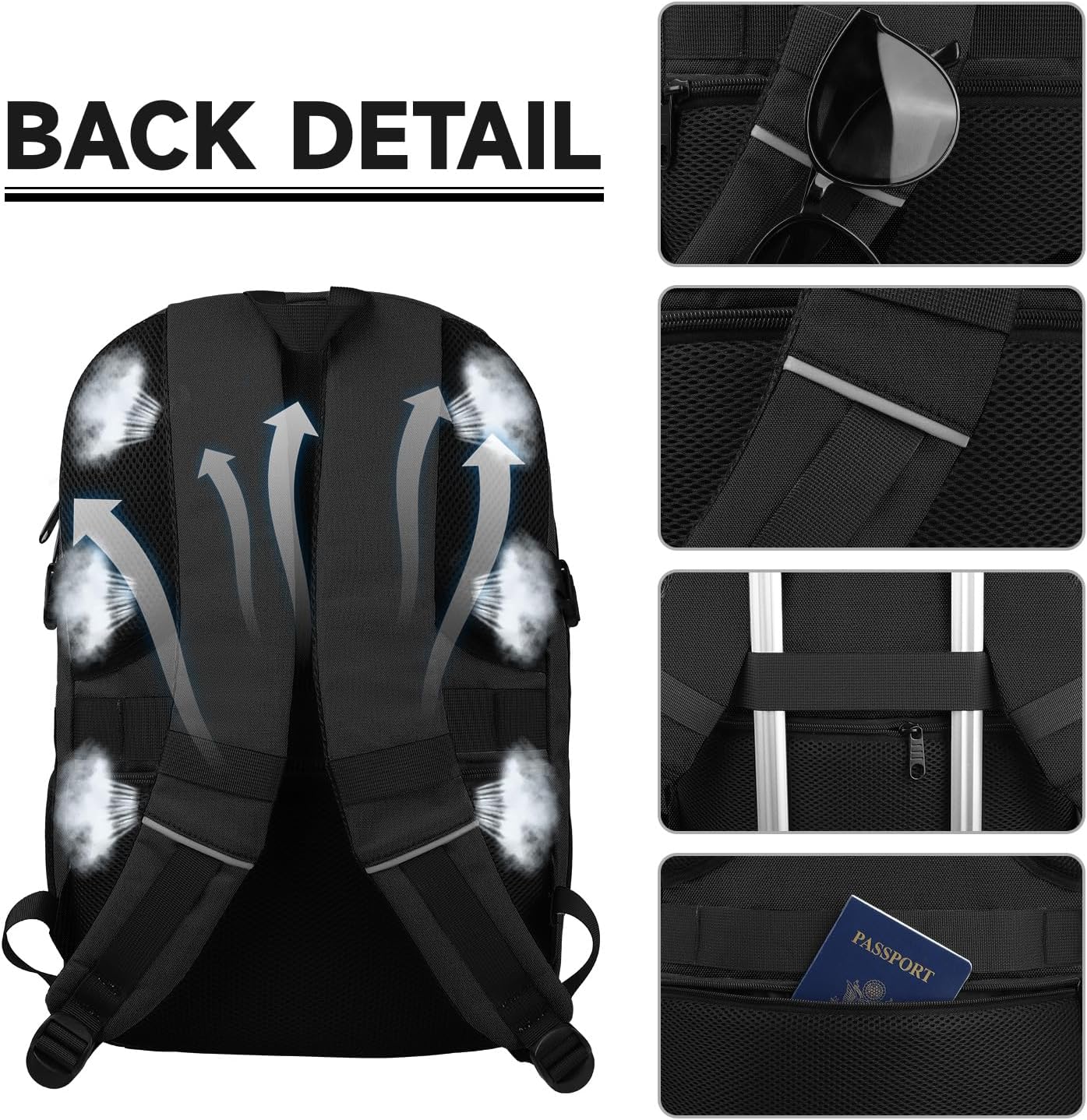 Travel Backpack, Large Carry on Backpack, 17 Inch Laptop Bag, Big Sturdy TSA-Friendly with USB Port College School Rucksack Bag, Gifts for Him Men Women, Black