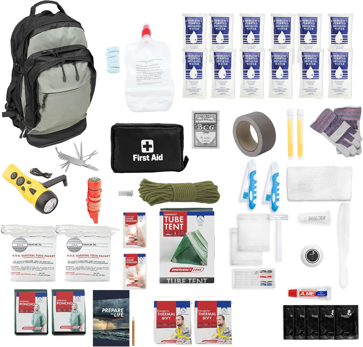 Urban Survival Bug-Out Bag/Go Bag and Disaster Survival Supplies for up to 6 People | Survival Kit for Wildfires, Hurricane, Civil Unrest & More