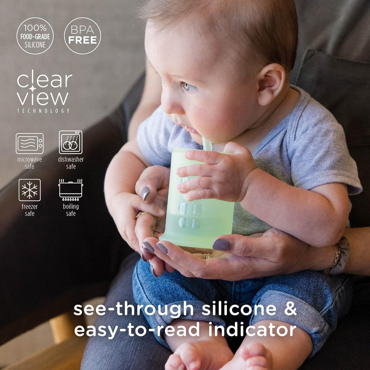 Olababy Silicone Training Cup with Straw Lid | Babies Water Drinking Cup | 6+ Mo Infant To 12-18 Months Toddler | Sippy Cup For Kids & Smoothie Cup | Baby Led Weaning (Kiwi, 5 oz)