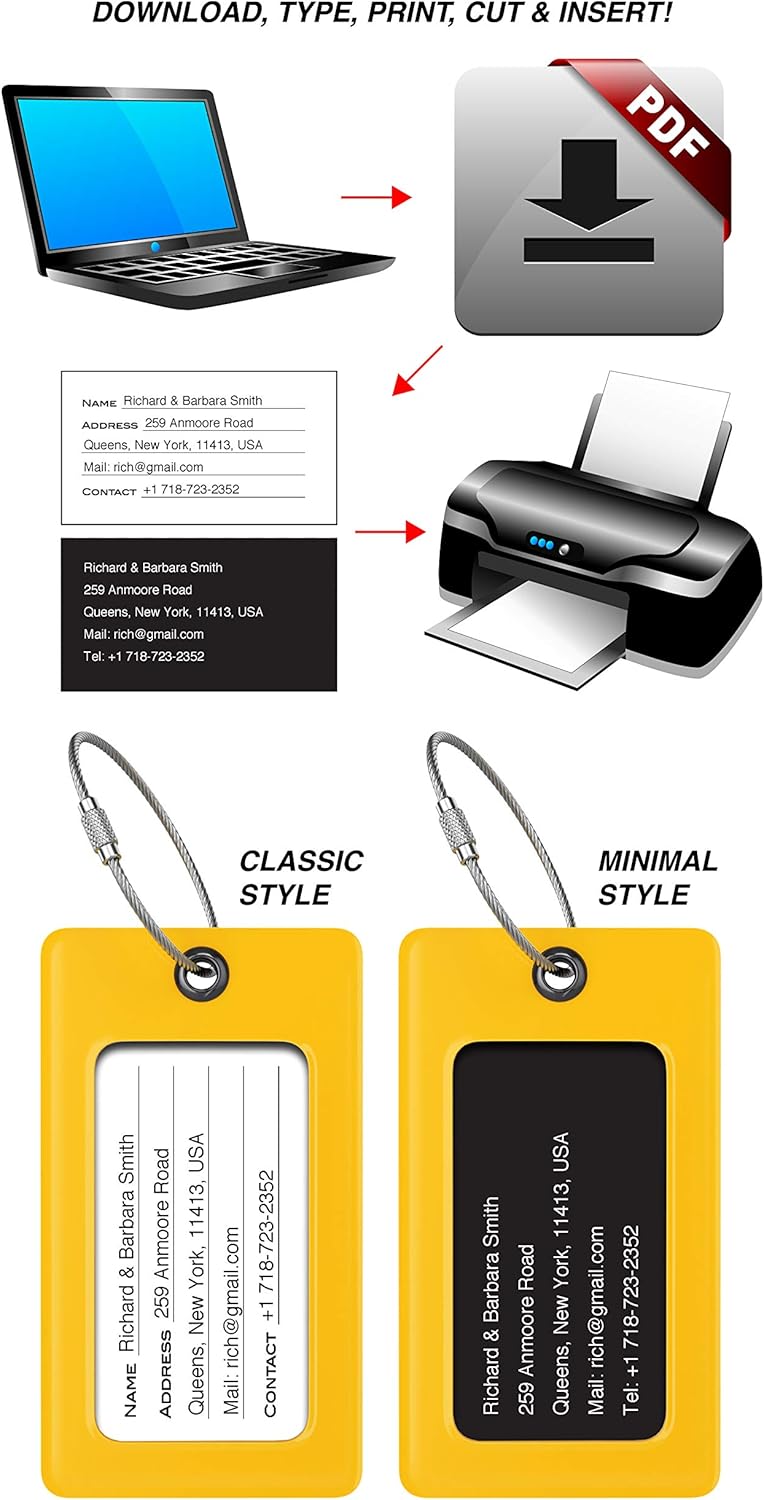 Luggage Tags Business Card Holder by TUFFTAAG - Durable Travel ID Bag Tag, Secure & Flexible, Perfect for Suitcases, Backpacks, and Carry-Ons, Easy Identification