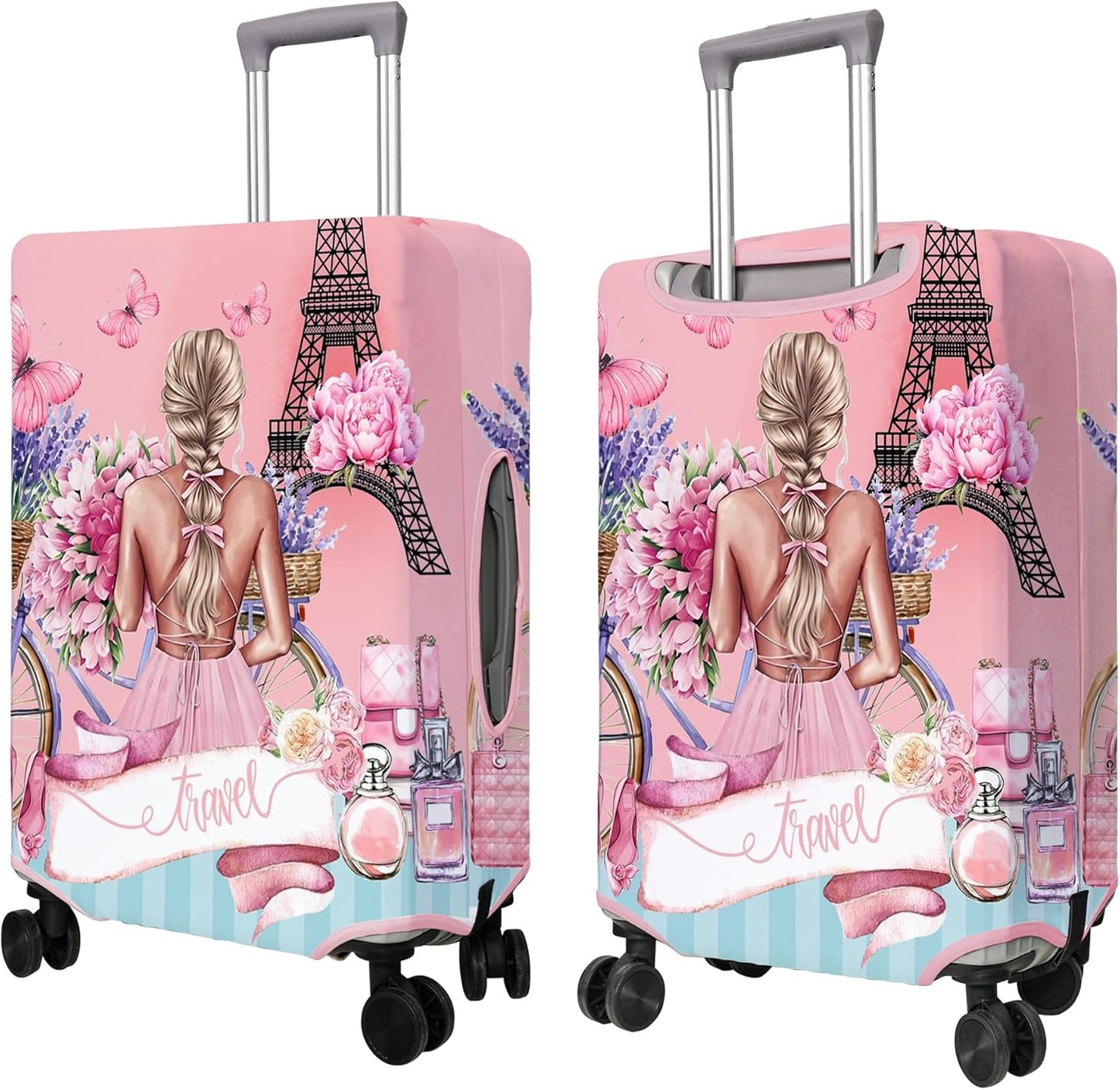 Travel Luggage Cover Suitcase Protector Fits 18-32 Inch Wheel Covers PatternedTravel Related Items Flower Luggage Protector Elastic XL