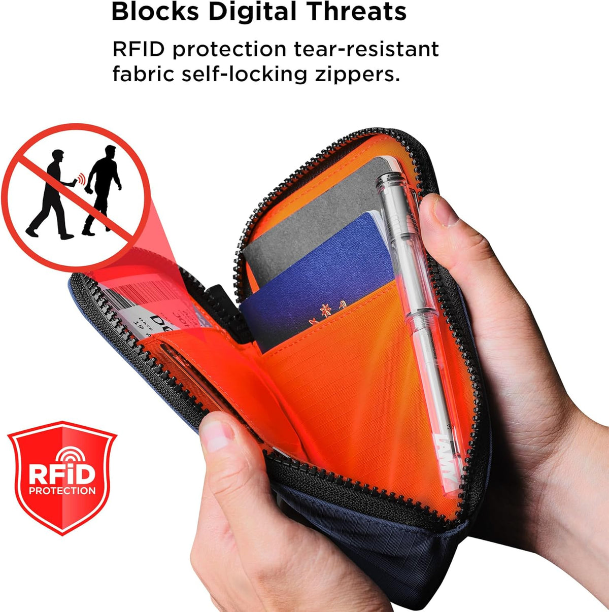 ALPAKA Zip Travel Wallet - Store Your Travel Accessories Efficiently - 3 Internal Pockets For Your Passport and More - 2 Card Slots - Made From Recycled and RFID-Protective Material