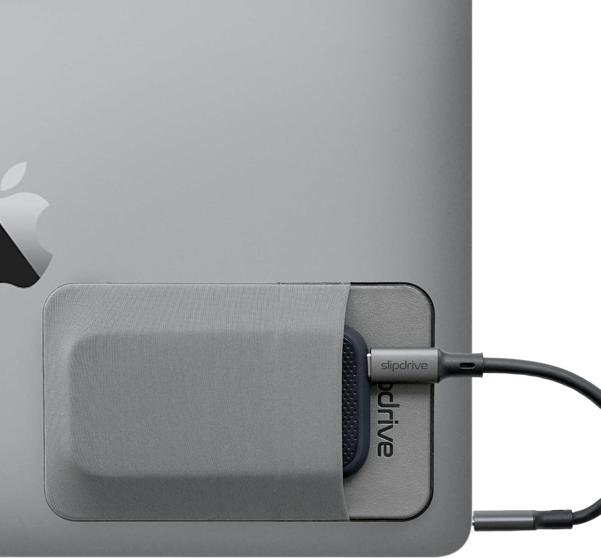 Slipdrive - Portable Hard Drive Sleeve for Laptop - SSD Solid State Drive - Reusable Adhesive - 5” x 3.2” Stick on External Hard Drive Carrying Case - Travel Pocket Pouch (Small, Gray)