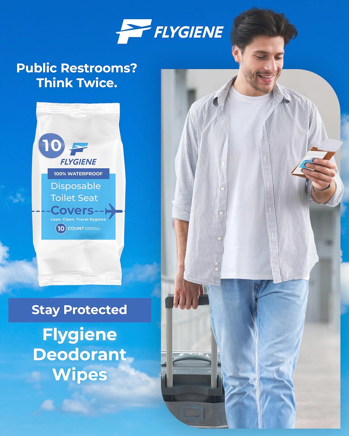 Disposable Toilet Seat Covers for Travel – Waterproof, Tear-Resistant XL Toilet Liners with 2 Layers of Protection – Individually Wrapped Travel Size Toiletries - 100 Count (10 Packs of 10)