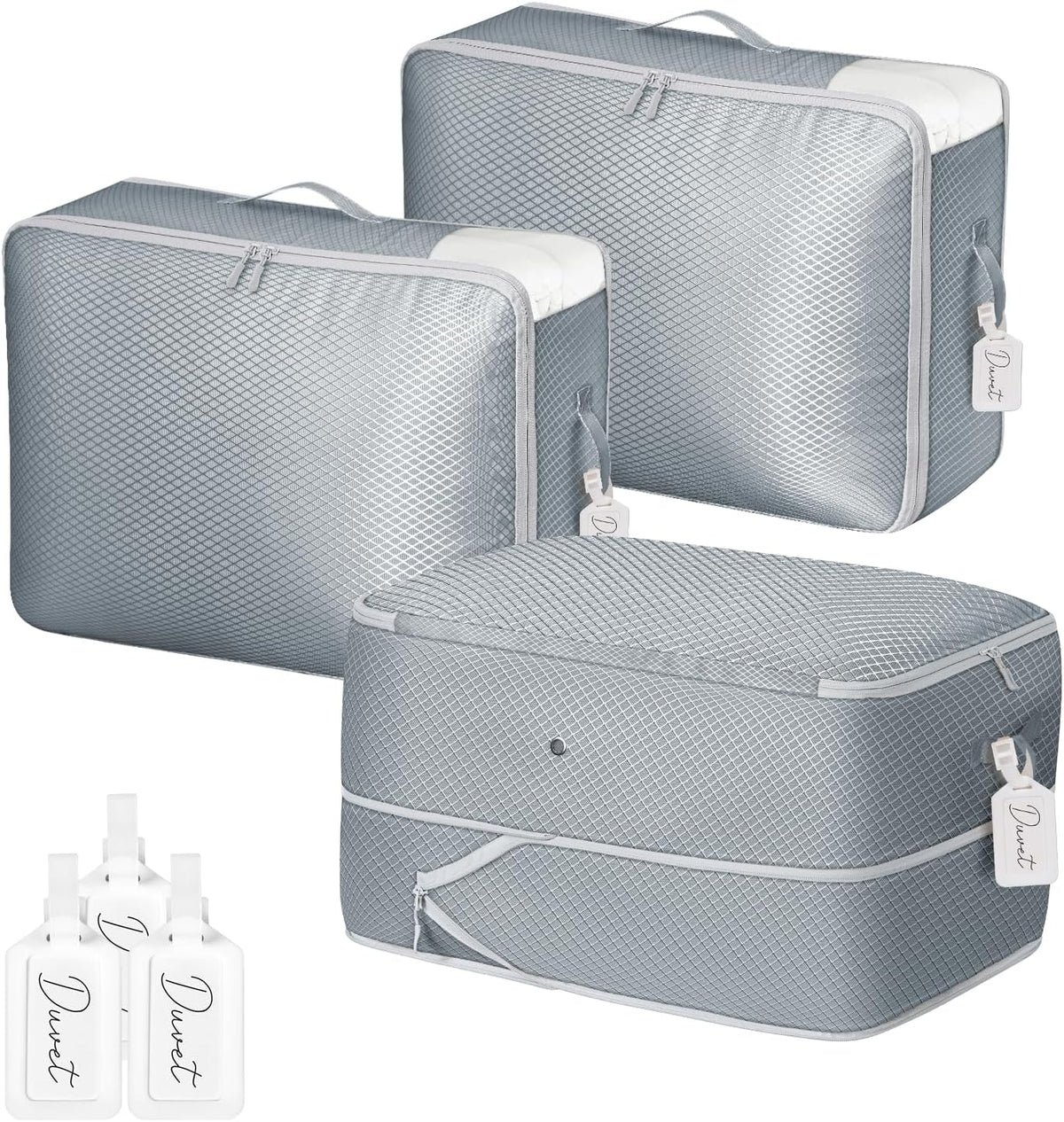 Comforter Storage Bag 66 L - 3 Pack Blanket Storage Organizer Compression Bags, Large Capacity Ultra Space Saving Self Organize for Bedding, Pillow, Duvet, Sheet Storage with Zipper Window