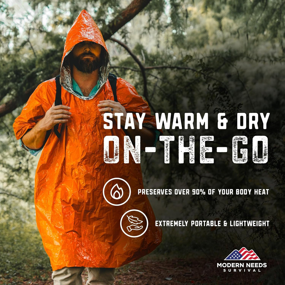 Emergency Survival Jacket – Disposable Rain Ponchos for Adults with Hood | Waterproof Ponchos for Women & Men | Compact Emergency Poncho for Travel, Outdoor Use, Camping & Survival Kits