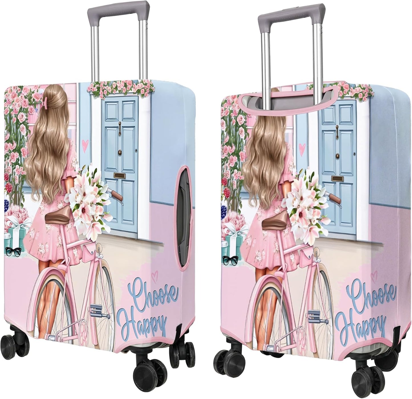 Travel Luggage Cover Suitcase Protector Fits 18-32 Inch Wheel Covers PatternedTravel Related Items Flower Luggage Protector Elastic S