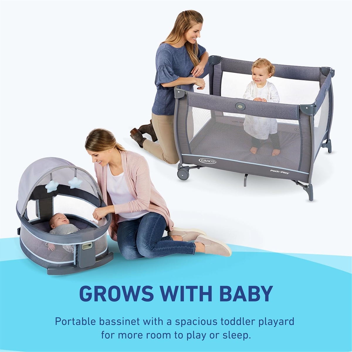 Graco Pack ’n Play Travel Dome LX Playard – Raised Travel Bassinet, UV‑50 Canopy, Changer & Storage, Astin