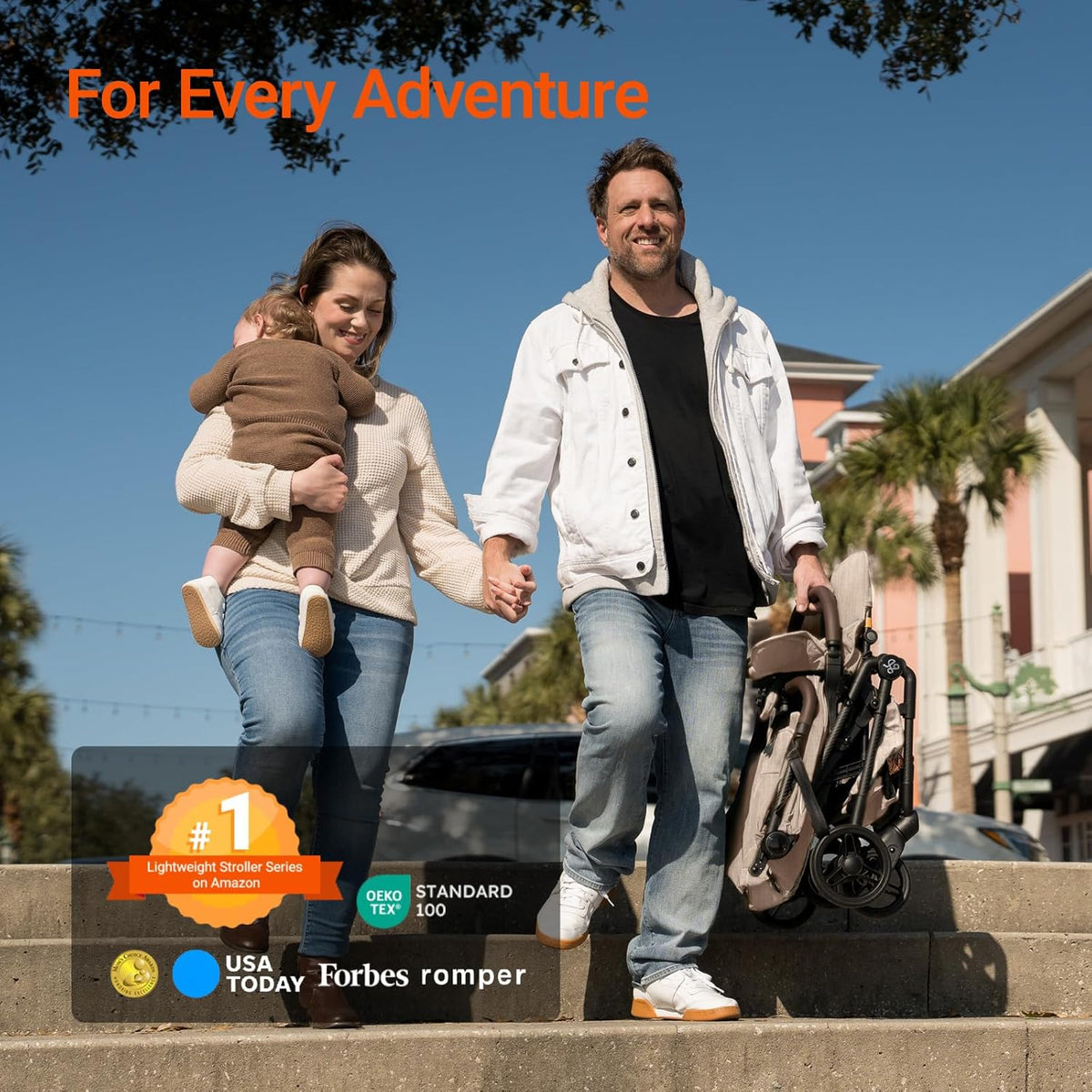 Lightweight Baby Travel Stroller with Carbon Fiber Frame, Compact & Airplane-Friendly, One-Handed Folding Design, 11.6 lbs, Perfect for Toddlers, Organizer & Cushion Included, Simply Taupe