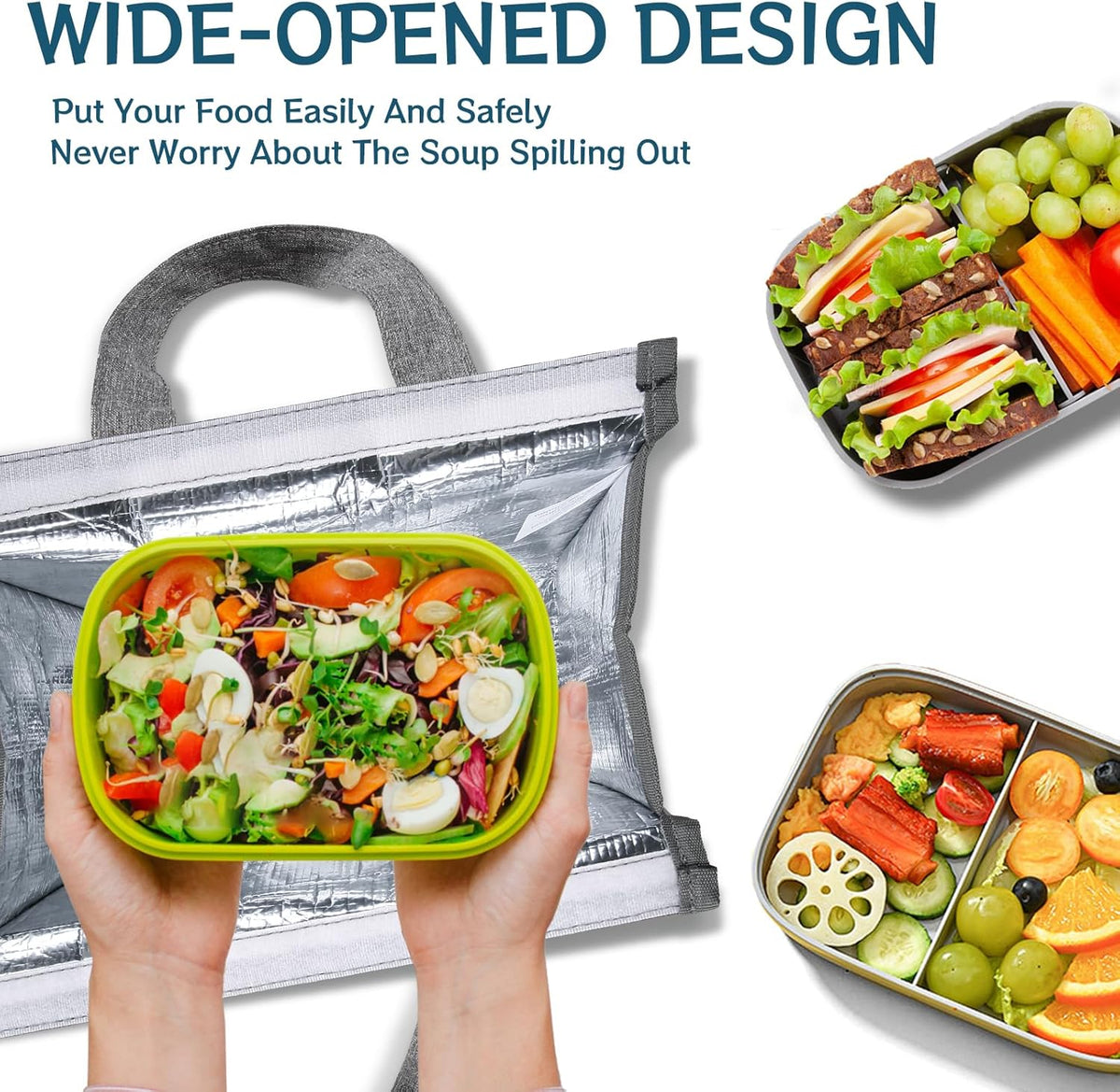 Della Gao Insulated Lunch Bag for Women Men, Waterproof Small Lunch Tote Lunch Box, Reusable Lunch Bags for Work, Party, Travel and Picnic (Gray)