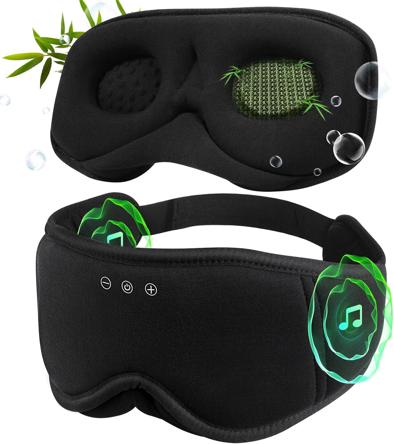 Sleep Mask with Headphones Bluetooth 5.4，LC-dolida 2025 New 3D Bluetooth Sleep Mask Headphones with Soft Bamboo Cotton for Side Sleepers Women Men, Sustainable Luxury for Better Sleep