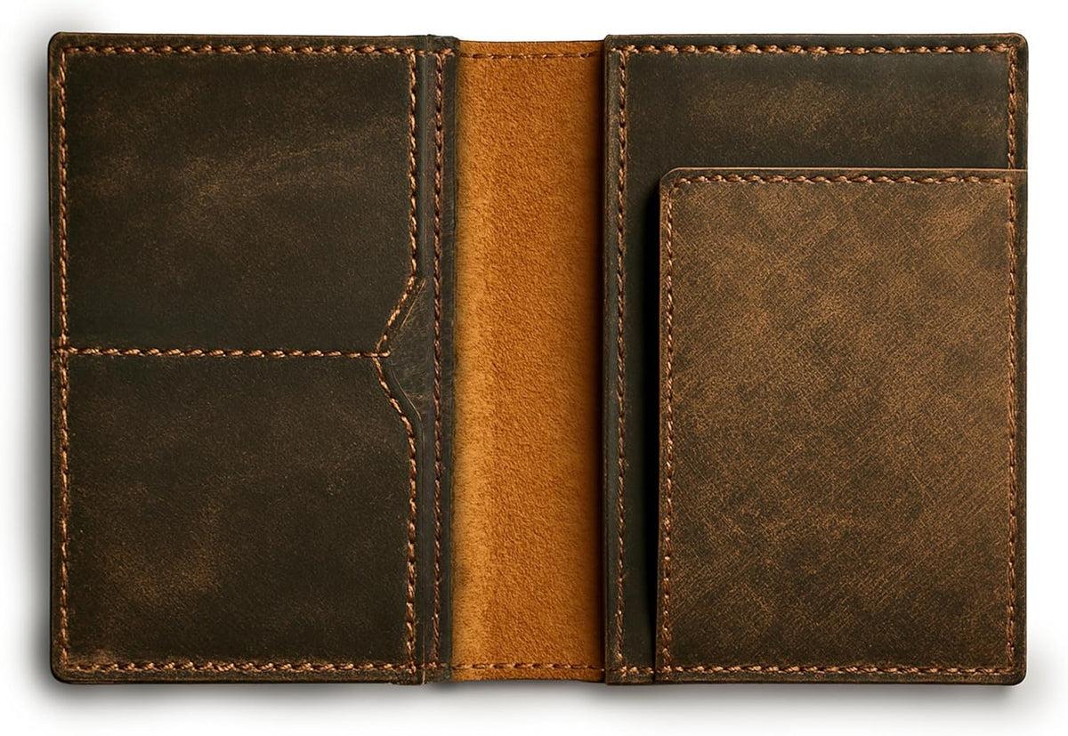 LEATHER VILLAGE Leather Passport Holder Cover – Travel Wallet with Card Slots, Vintage Passport Case for Men & Women – Cute Organizer for Travel Accessories & Documents - Distressed Brown