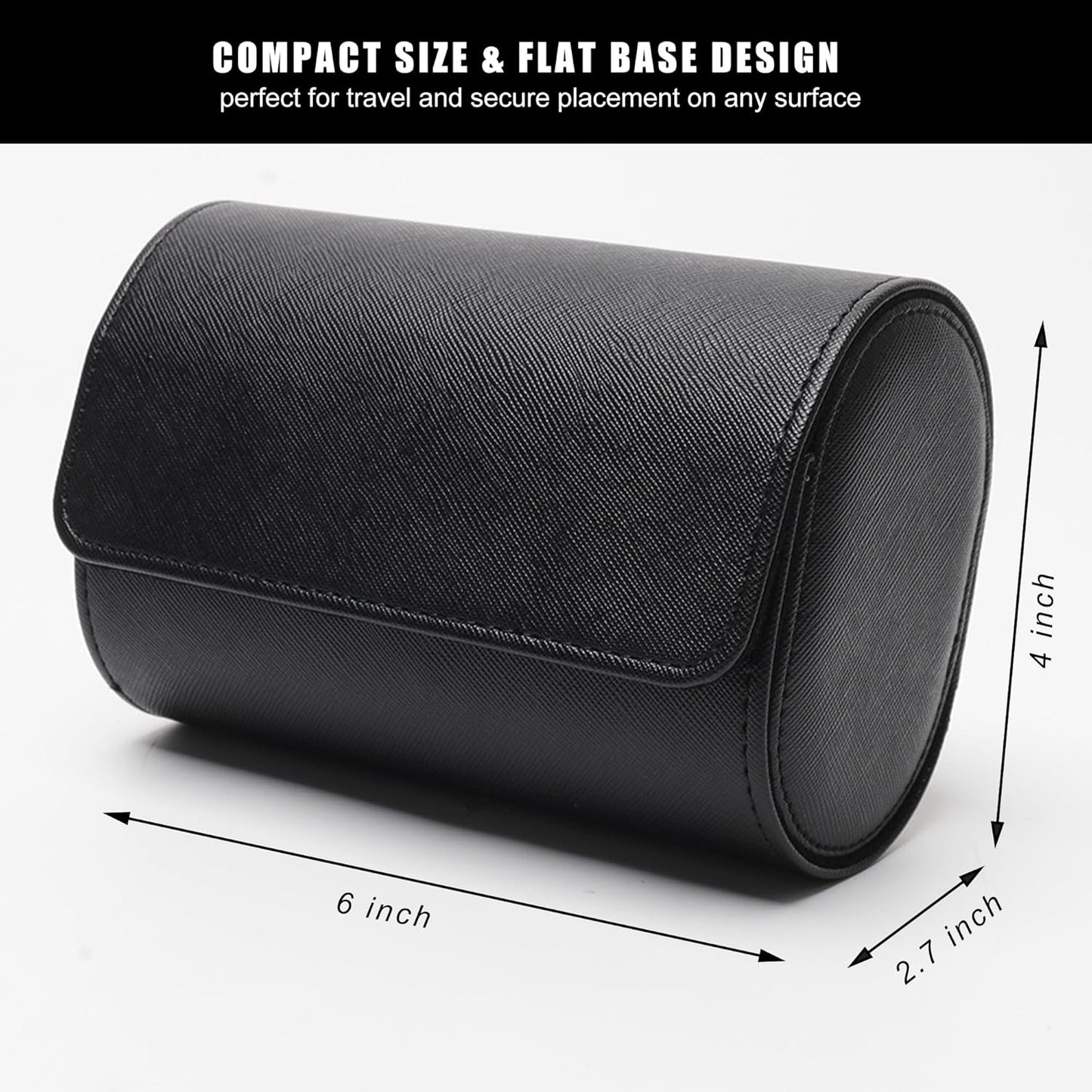 Longjet Watch Roll Travel Case for Men Portable Watches Organizer Box with Removable Velvet Pillow Holder (2 Slot Black Cross)