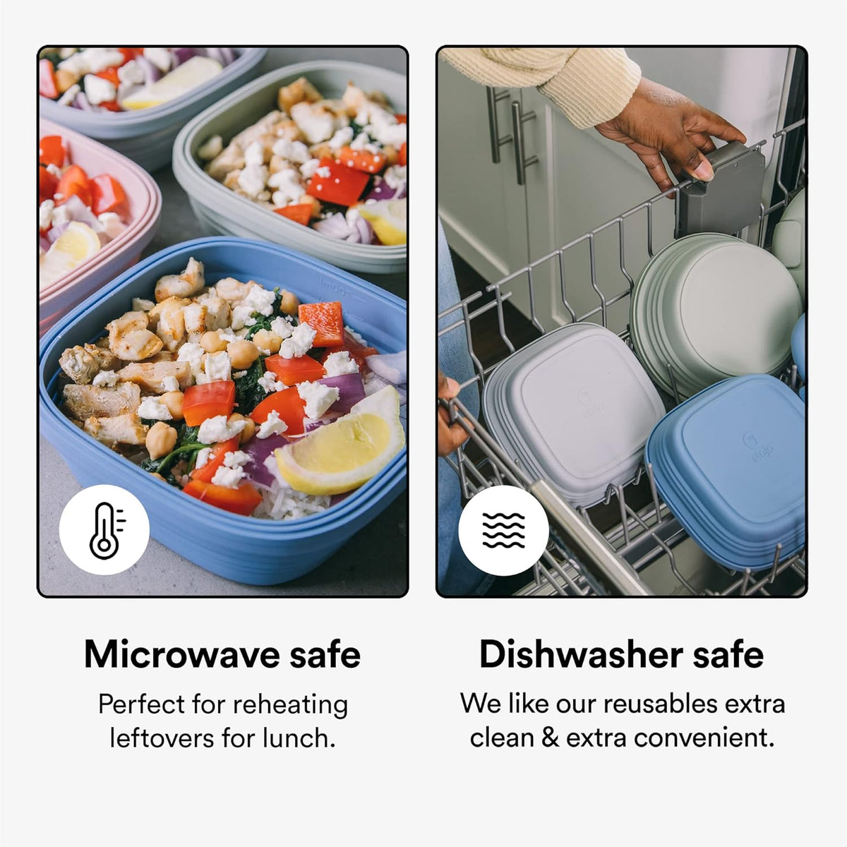 STOJO Collapsible Sandwich Box – 24oz, Reusable Food Storage Container, Silicone Bowl for Hot/Cold Food – Meal Prep, Lunch, Camping, Hiking – Dishwasher Safe (Set of 1, Eucalyptus)