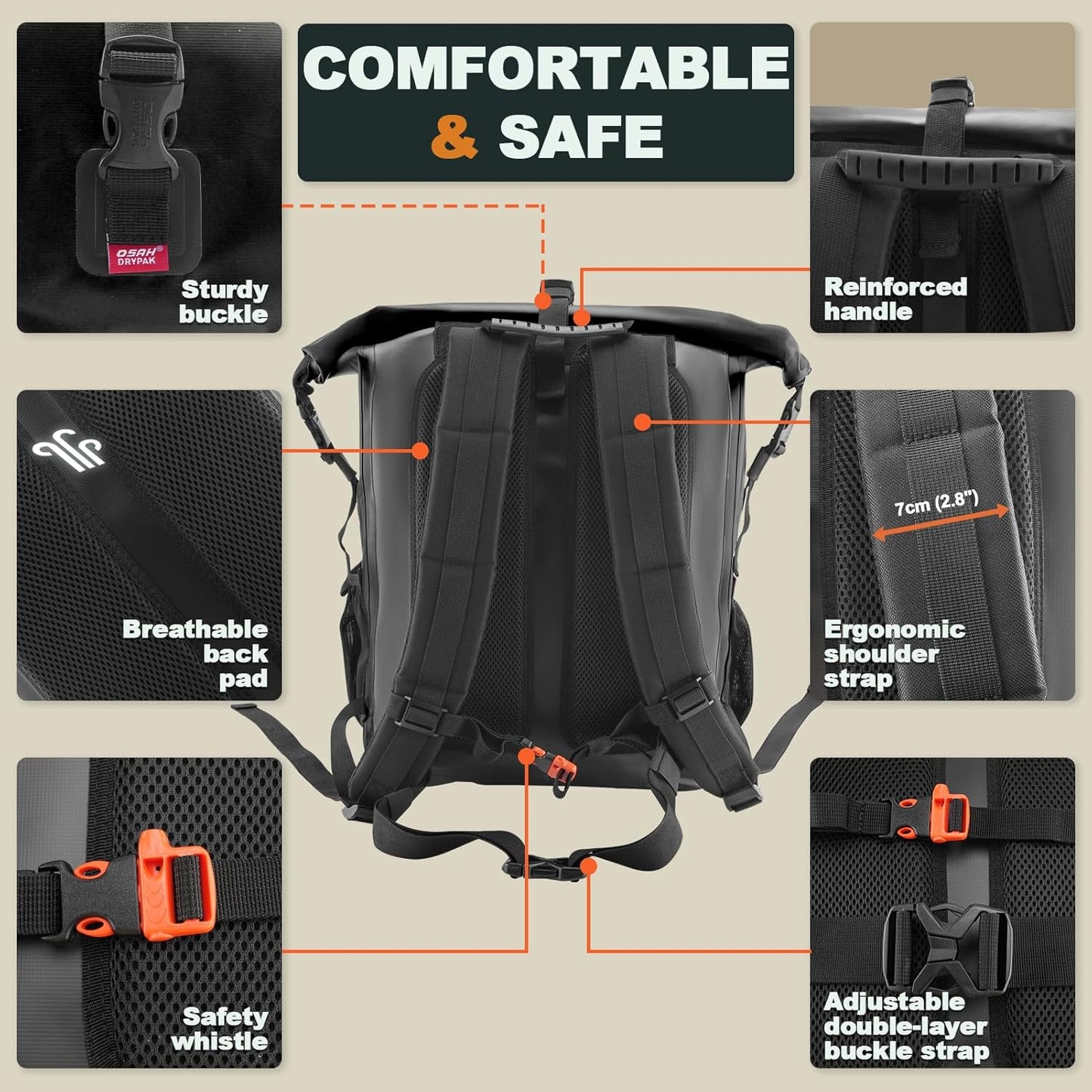 Waterproof Backpack Dry Bag 35L/55L/85L – Heavy Duty Roll-Top Hiking Backpack for Travel, Kayaking, Boating, Camping, Rafting and Fishing