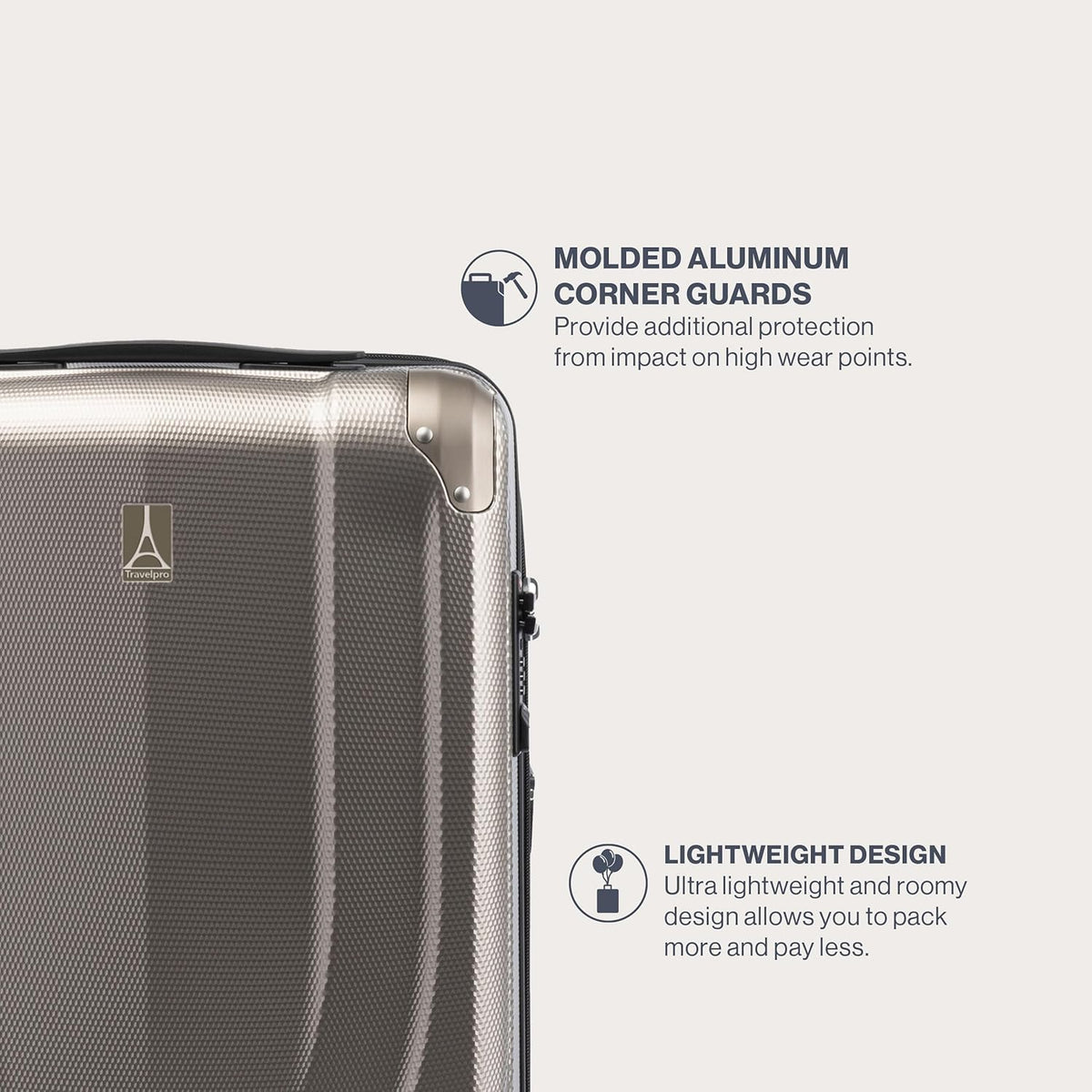 Travelpro Pathways 3 Hardside Expandable Luggage, 8 Spinner Wheels, Lightweight Hard Shell Suitcase 3 Piece Set (21/25/28), Champagne