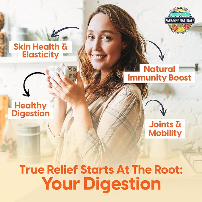 100% Grass-Fed Natural Beef Bone Broth Powder + Active Probiotics, Collagen, 15g Protein, Non-GMO, Low Sodium, Gut Health, Paleo, Keto, Gluten-Free, for Healthy Skin, Hair, Joints