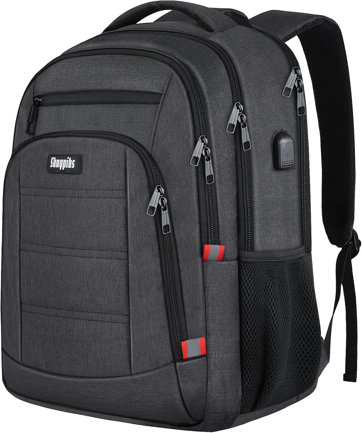 Backpack for Men,School Backpack for boys teens with USB Charging Port,Water Resistant Backpacks for School, Business Work College bookbag,book bag Fits 15.6 Inch,Black Back Pack