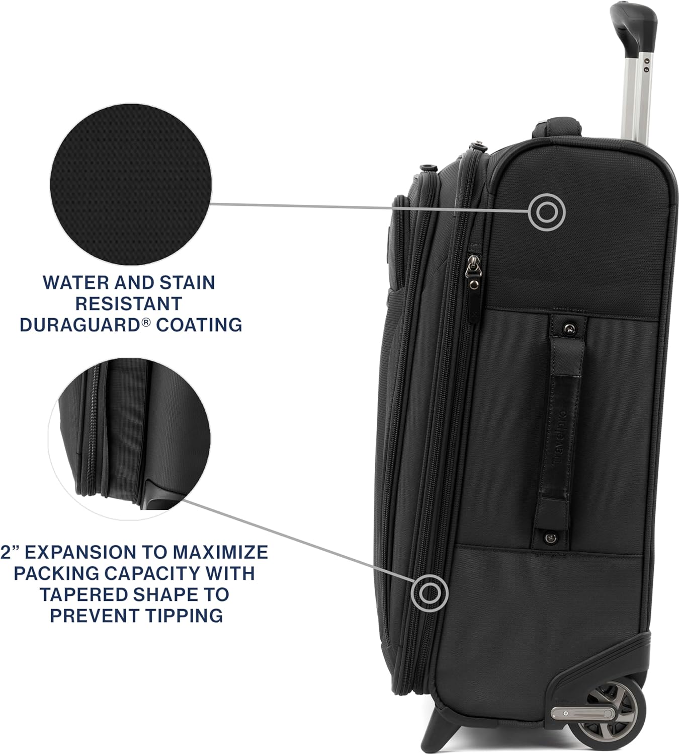 Travelpro Tourlite Softside Expandable Upright 2 Wheel Luggage, Lightweight Suitcase, Men and Women, Black, Carry-On 22-Inch