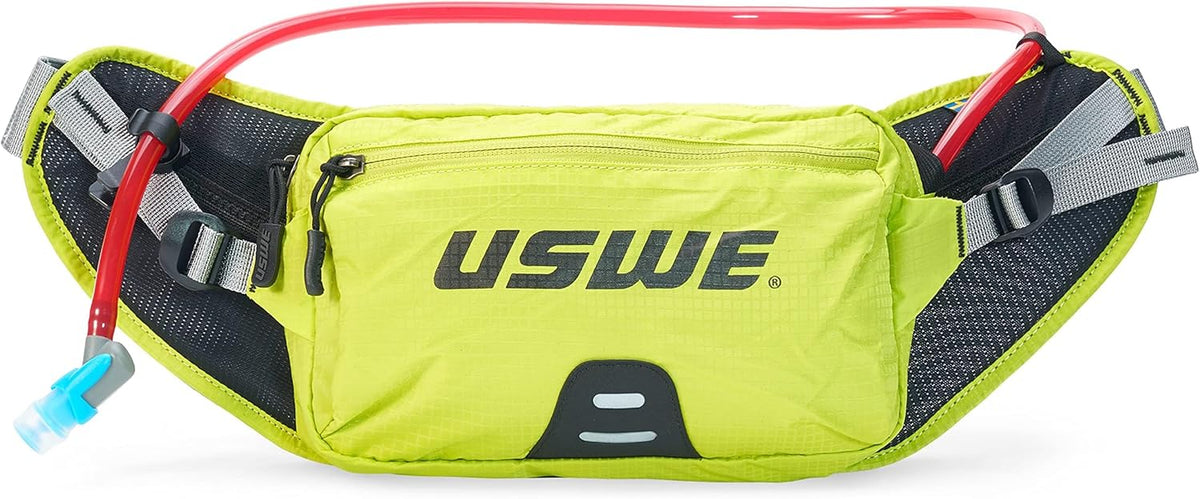 USWE Zulo Hydration Hip Pack - with Organizer and Side Pockets, Bounce Free Hip Belt (Crazy Yellow, 2L)