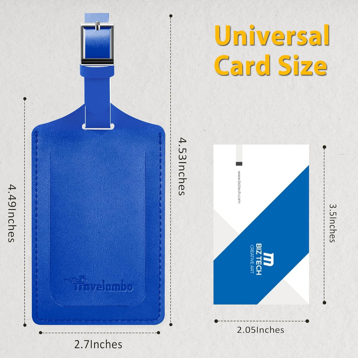 Travelambo Luggage Tags for Suitcases Faux Leather Privacy Protection 2 Pack Bag Tags Travel Accessories Essential, Fresh Blue