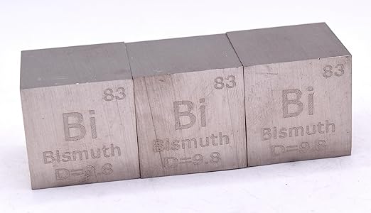 1" 25.4mm Bismuth Metal Cube Bi up to 99.9% Pure Periodic Table Element Engraved Density Collection Science Education Display Block Cube + Acrylic Case Box - 1PC
