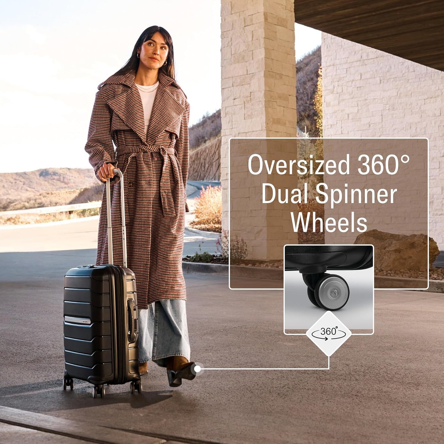 Samsonite Freeform 28-Inch Large Luggage with Dual 360° Spinner Wheels - Checked Suitcase - TSA Lock, Airline-Approved - Lightweight Durable Polypropylene Expandable Hardshell - White/Grey