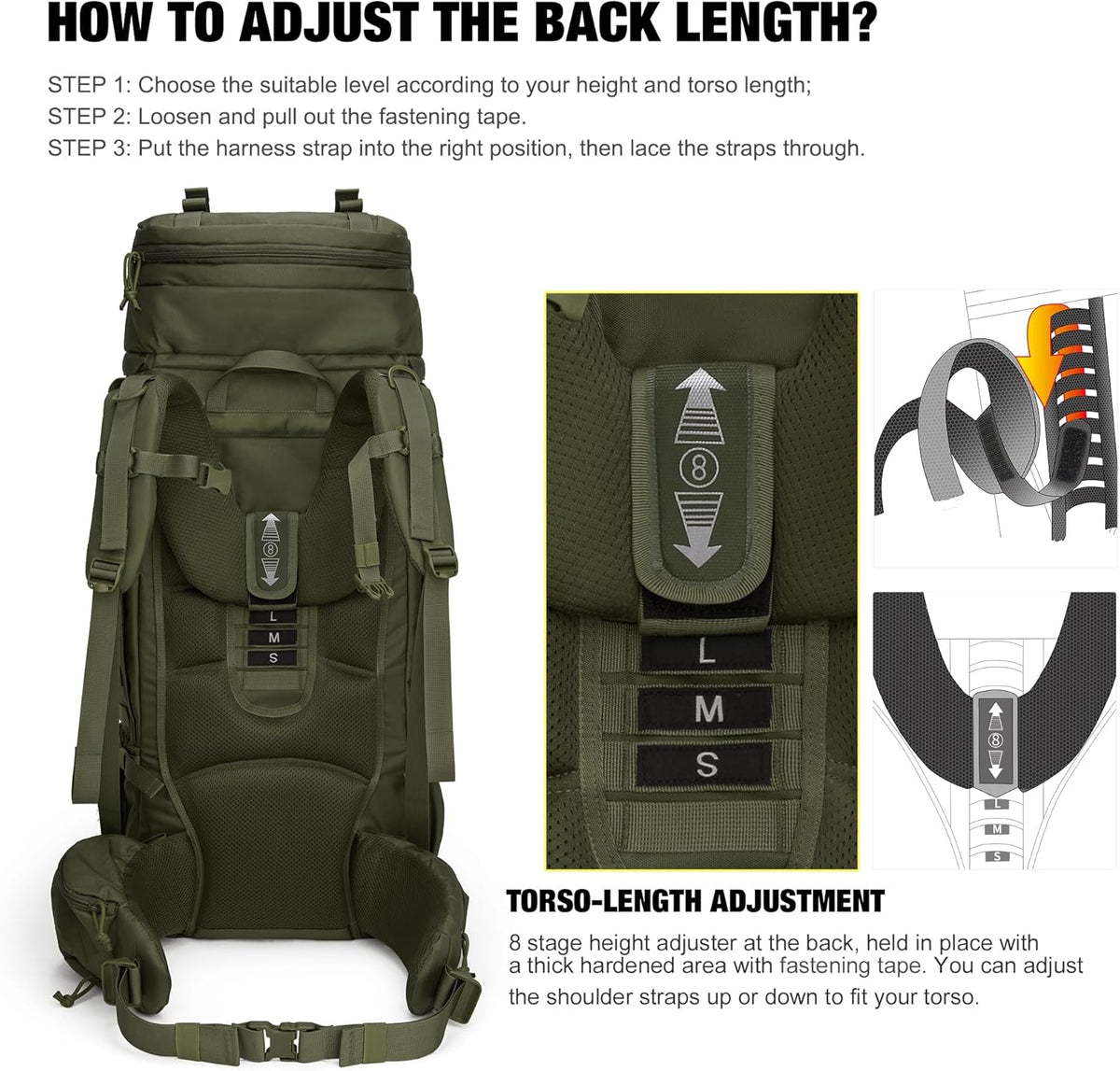 Mardingtop 75L Molle Hiking Internal Frame Backpacks with Rain Cover for Camping,Backpacking,Travelling