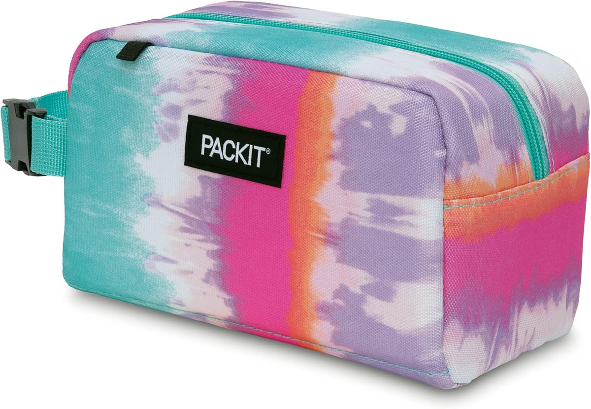 PackIt Freezable Snack Box, Tie Dye Sorbet, Built with ECOFREEZE Technology, Collapsible, Reusable, Zip Closure with Buckle Handle, Great for All Ages and Fresh Snacks on the go